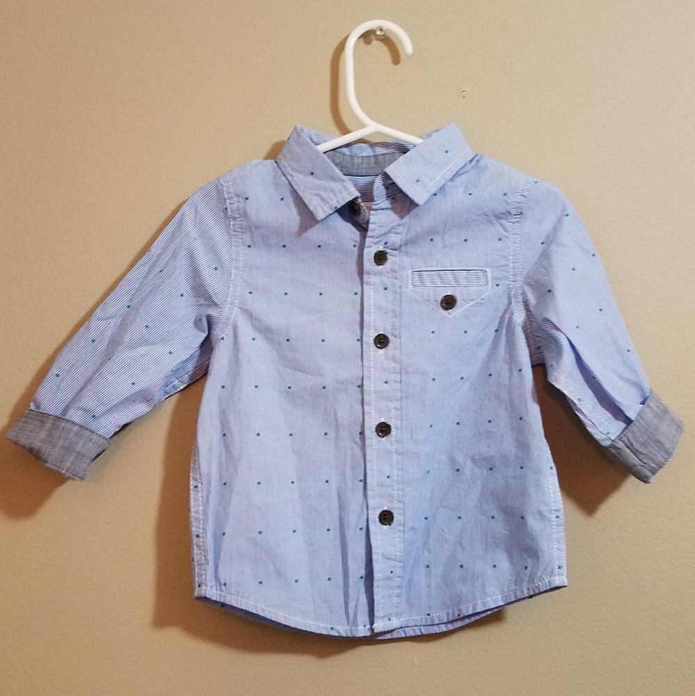 New! Boy's long sleeve button down Size 18M